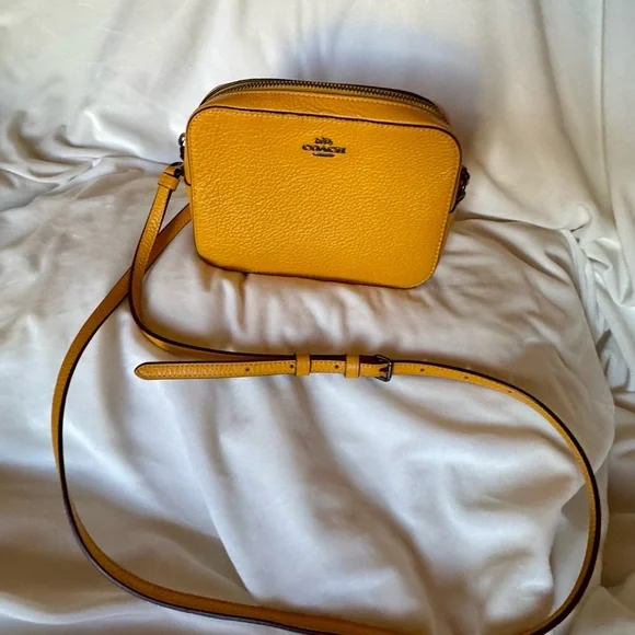 Coach Yellow Pebbled Leather Crossbody Bag - Picture 2 of 5